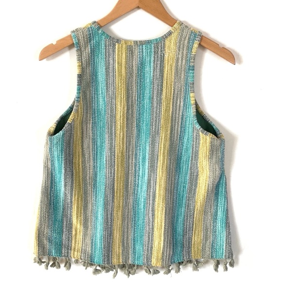 (BN49) Anthropologie W5 sleeveless multicolored tasseled hem top, Size small - Picture 8 of 8